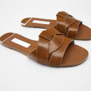 Zara basics cross strap sandals